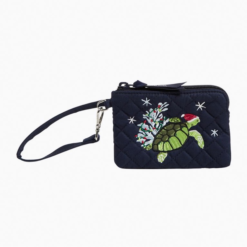 Vera Bradley Clip & Zip Mini Pouch Santa Turtle NWT